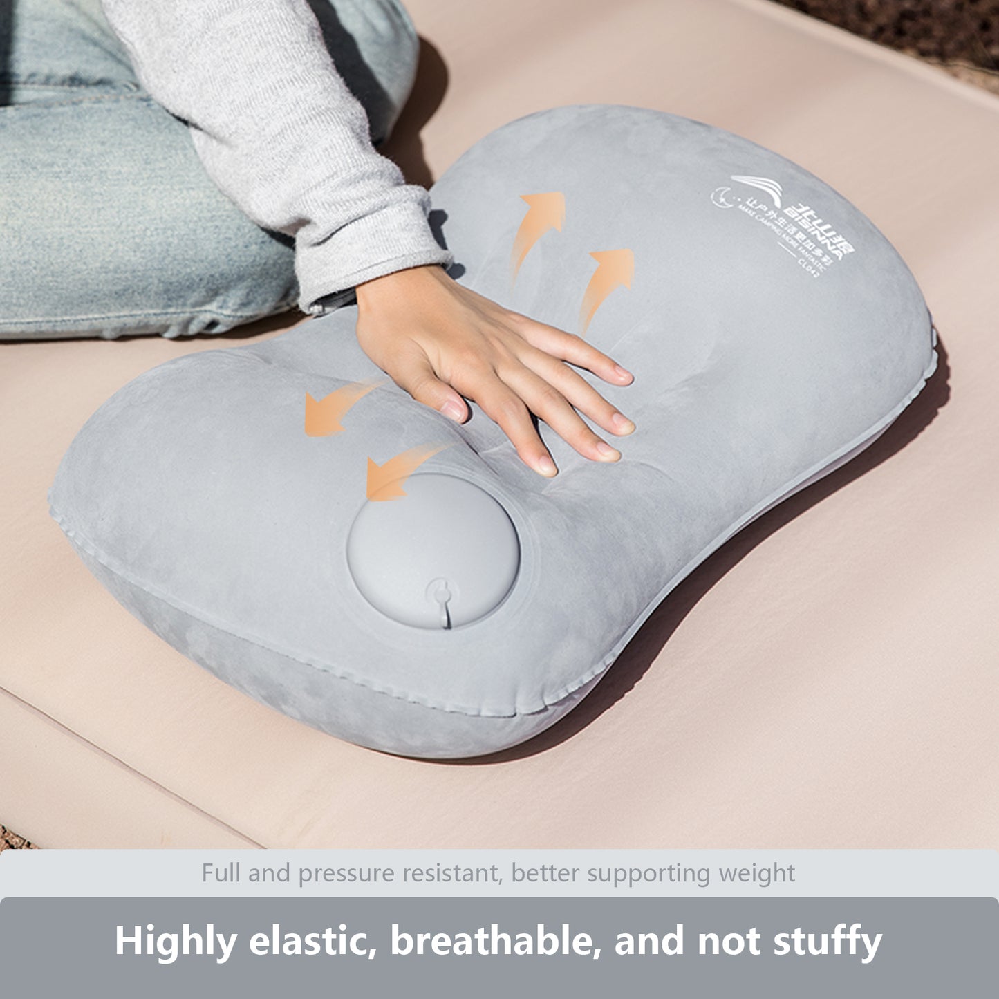 Camping Inflatable Pillow, Portable Ultralight Travel & Hiking Air Pillow with Built in Pump for Neck & Lumbar Support