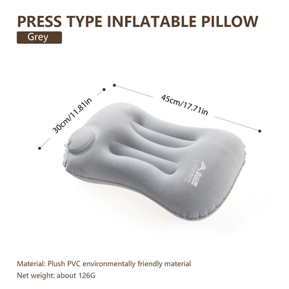 Camping Inflatable Pillow, Portable Ultralight Travel & Hiking Air Pillow with Built in Pump for Neck & Lumbar Support