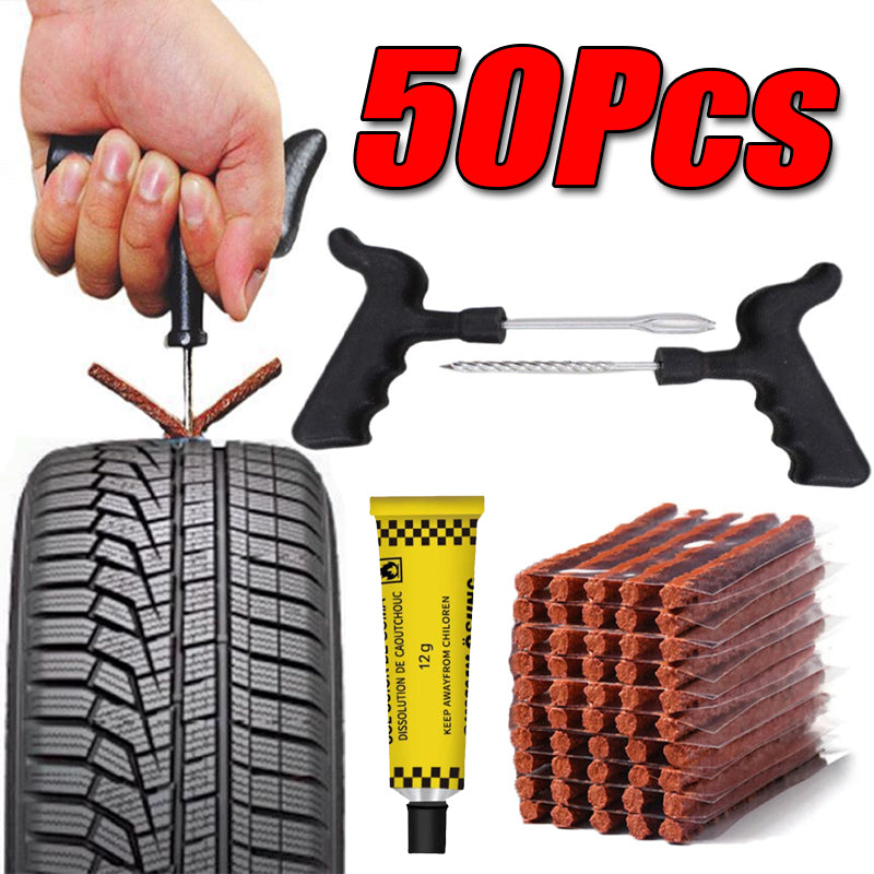 Car Tire Repair Tool Kit with Rubber Strip – Tubeless Tyre Puncture Studding Plug for Motorcycle, Truck & Vacuum