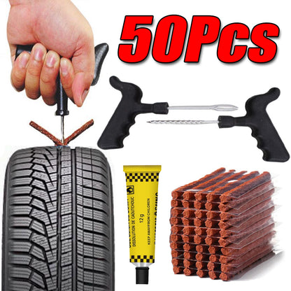Car Tire Repair Tool Kit with Rubber Strip – Tubeless Tyre Puncture Studding Plug for Motorcycle, Truck & Vacuum