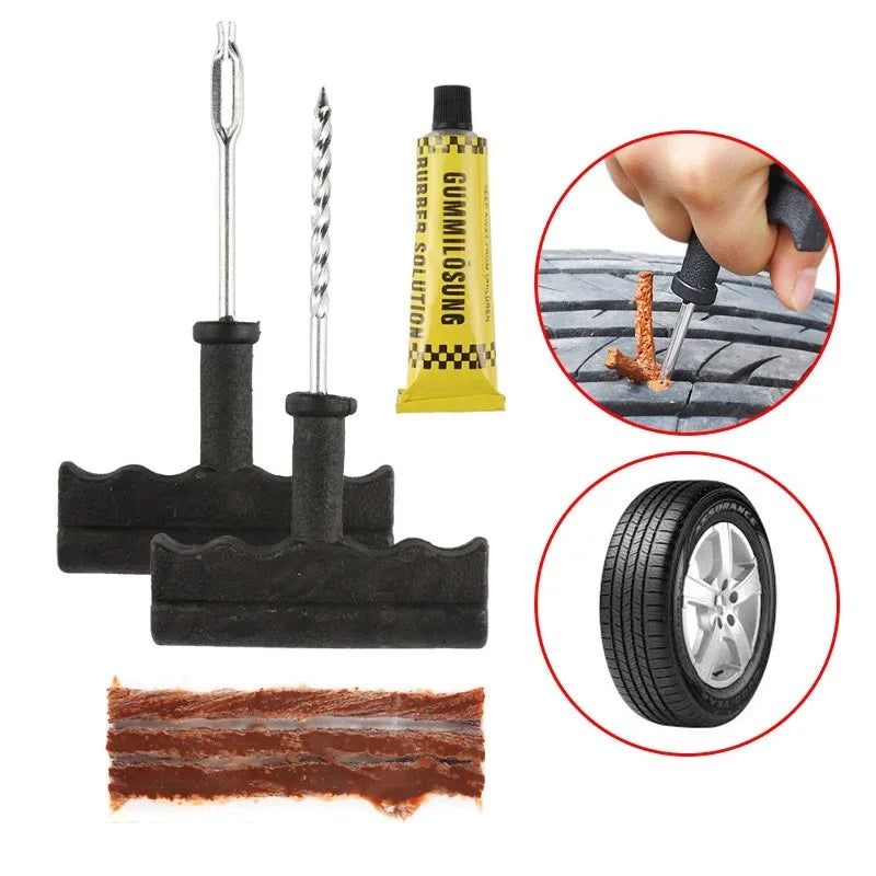 Car Tire Repair Tool Kit With Rubber Strip  Tubeless Tyre Puncture Studding Plug For Motorcycle Tru 1