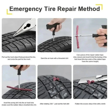 Car Tire Repair Tool Kit With Rubber Strip  Tubeless Tyre Puncture Studding Plug For Motorcycle Tru 5