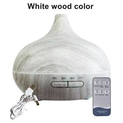 550ml Essential Oil Diffuser  Wood Grain USB Aroma Humidifier With Remote  7Color LED Lights 6