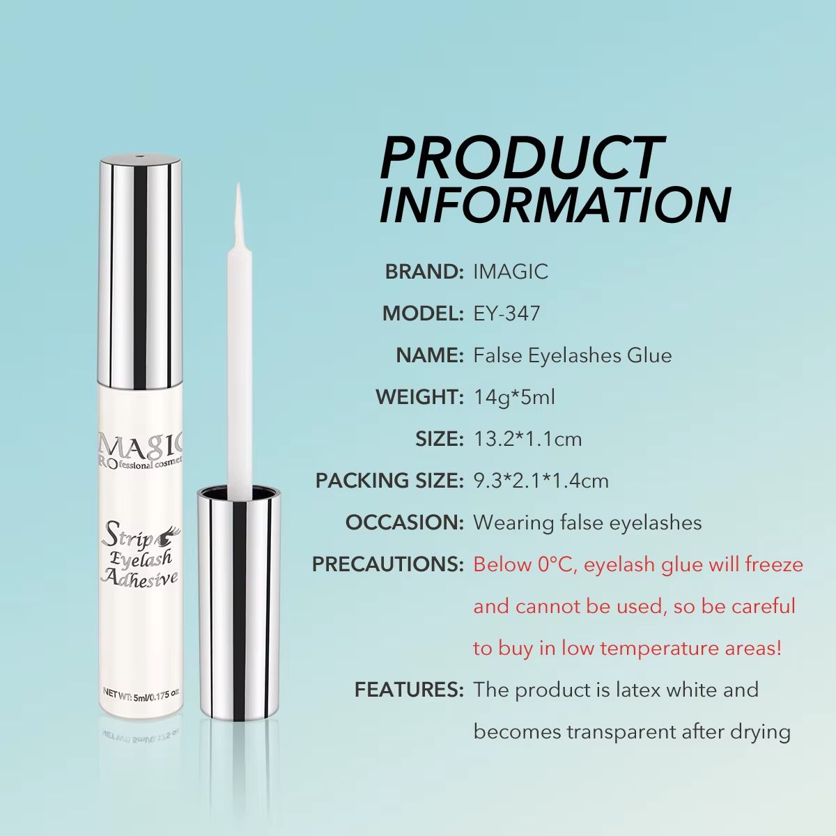 IMAGIC Eyelash Extension Glue  5ml FastDry Waterproof Transparent Adhesive For False Lashes 5