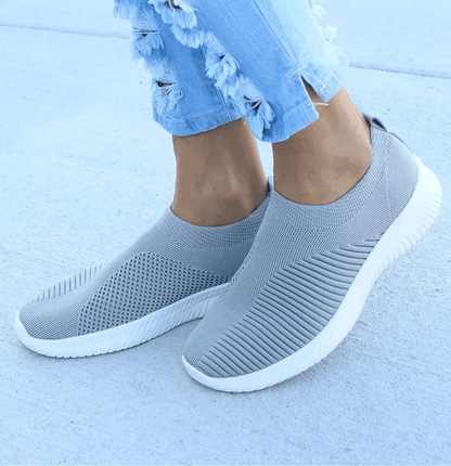 BreezeWalk Womens Lightweight White Slip On Sneakers Casual Flat Shoes 4