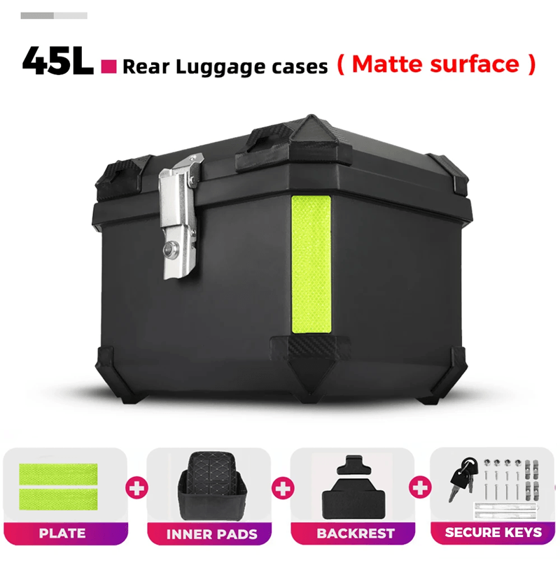 AdventureGuard 65L Universal Aluminum Motorcycle Top Case with Lock