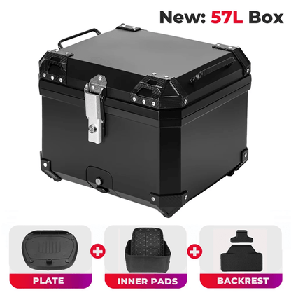 AdventureGuard 65L Universal Aluminum Motorcycle Top Case With Lock 1
