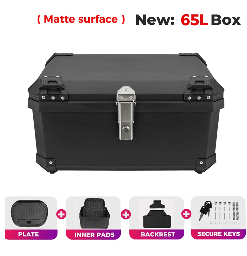 AdventureGuard 65L Universal Aluminum Motorcycle Top Case With Lock 2
