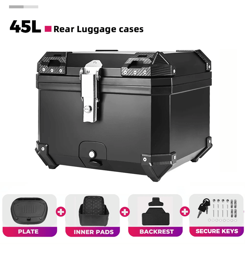 AdventureGuard 65L Universal Aluminum Motorcycle Top Case With Lock 3