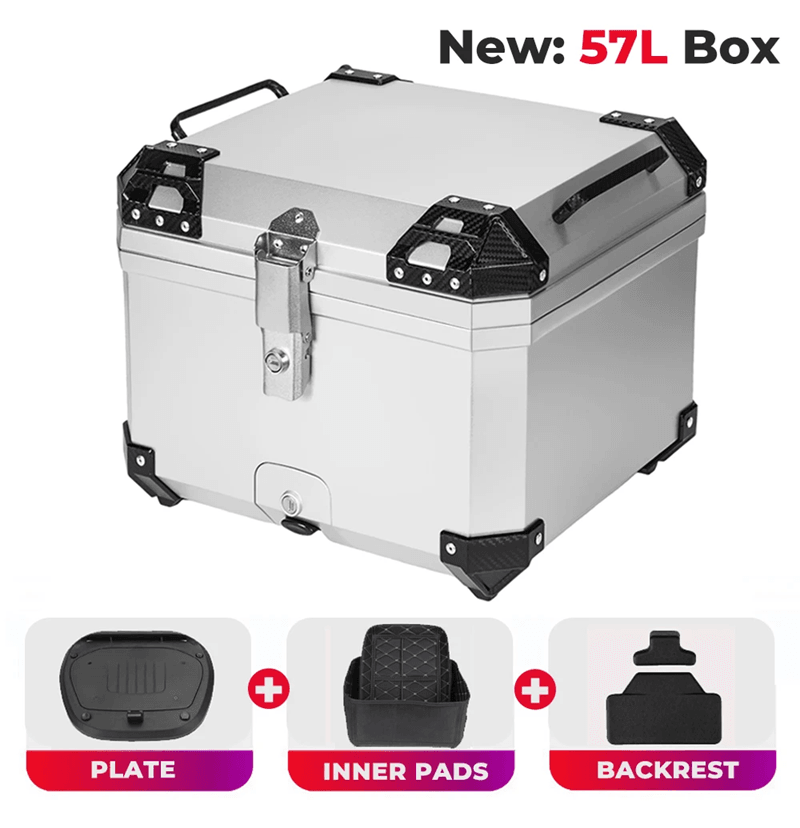 AdventureGuard 65L Universal Aluminum Motorcycle Top Case With Lock 7