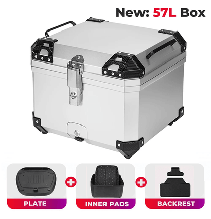 AdventureGuard 65L Universal Aluminum Motorcycle Top Case With Lock 7