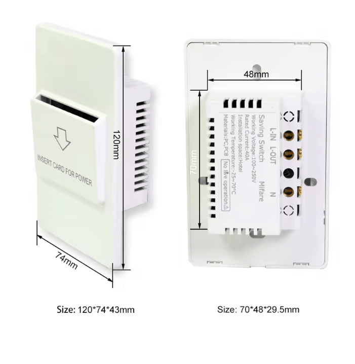 EcoCard Smart Hotel Power Saver Switch 125 KHz 1356 MHz Card Activated 1