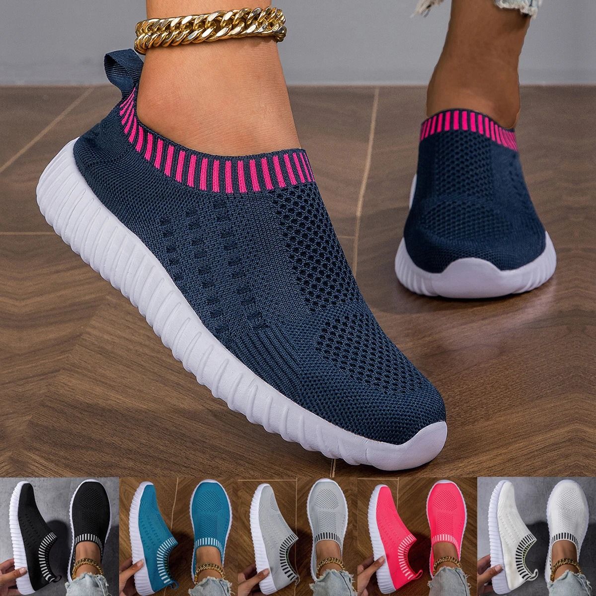 Breathable Knit Lace Up Sneakers for Women