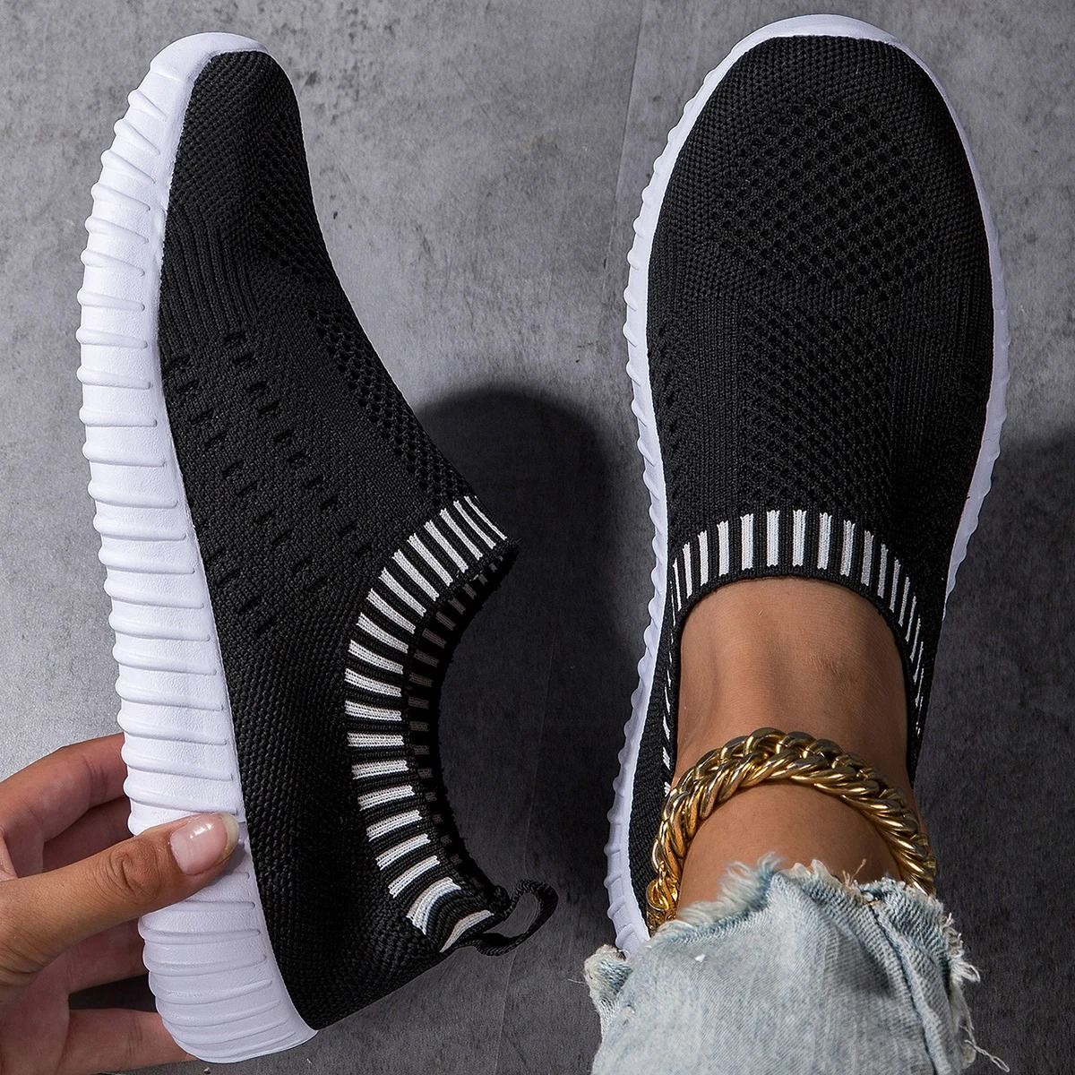 Breathable Knit Lace Up Sneakers For Women 7