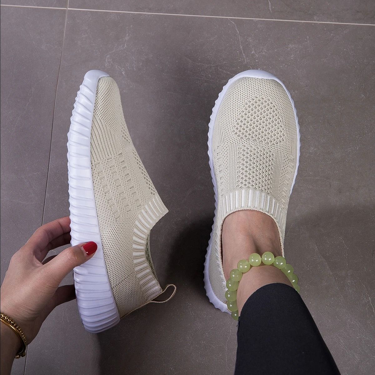 Breathable Knit Lace Up Sneakers For Women 11