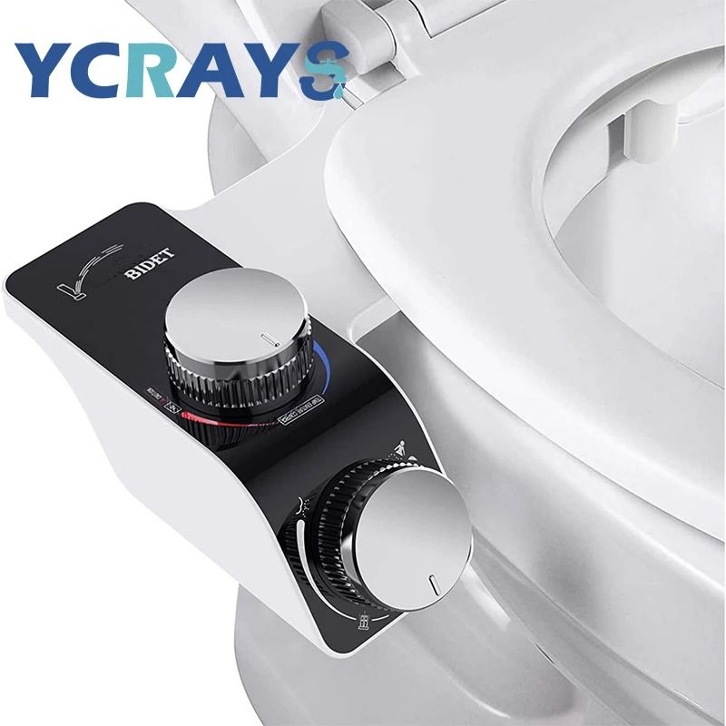 Non-Electric Bidet Toilet Seat Attachment with Dual Nozzles