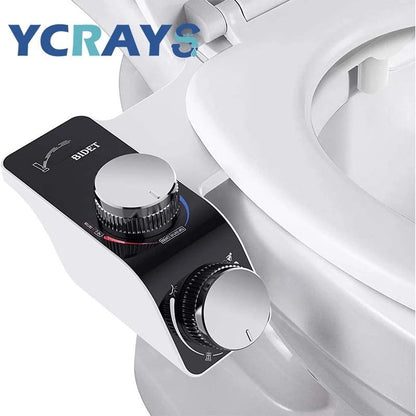 Non-Electric Bidet Toilet Seat Attachment with Dual Nozzles