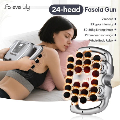 24-Head Massage Gun with 99 Speed Levels for Deep Muscle Therapy