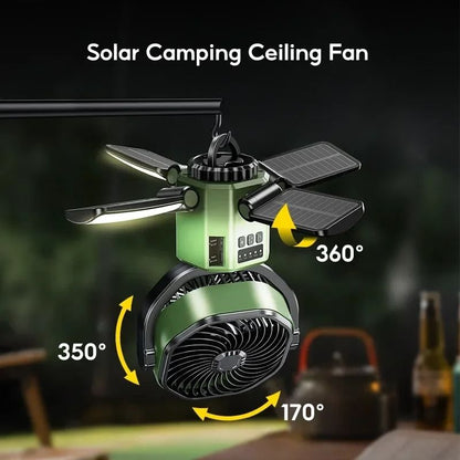 Portable Solar Camping Fan With Light And Power Bank 1