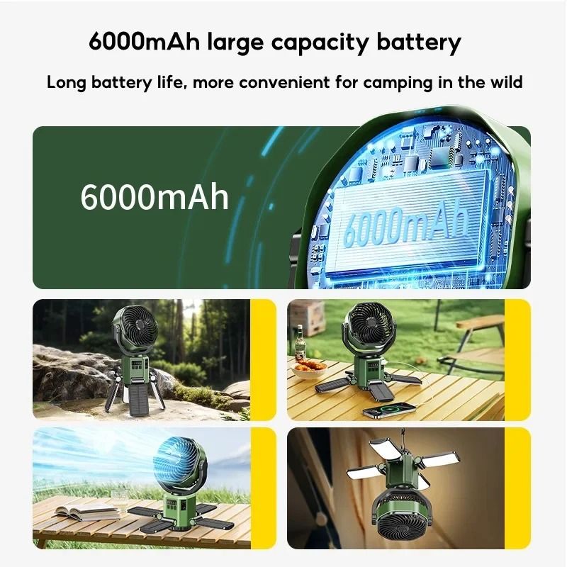 Portable Solar Camping Fan With Light And Power Bank 4