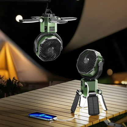 Portable Solar Camping Fan With Light And Power Bank 7