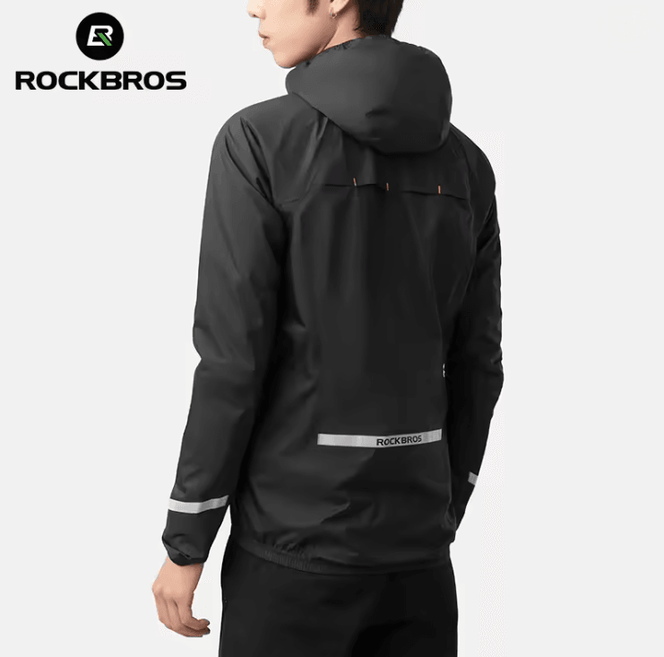 ROCKBROS Lightweight Waterproof Cycling Rain Jacket With Reflective Hood 2