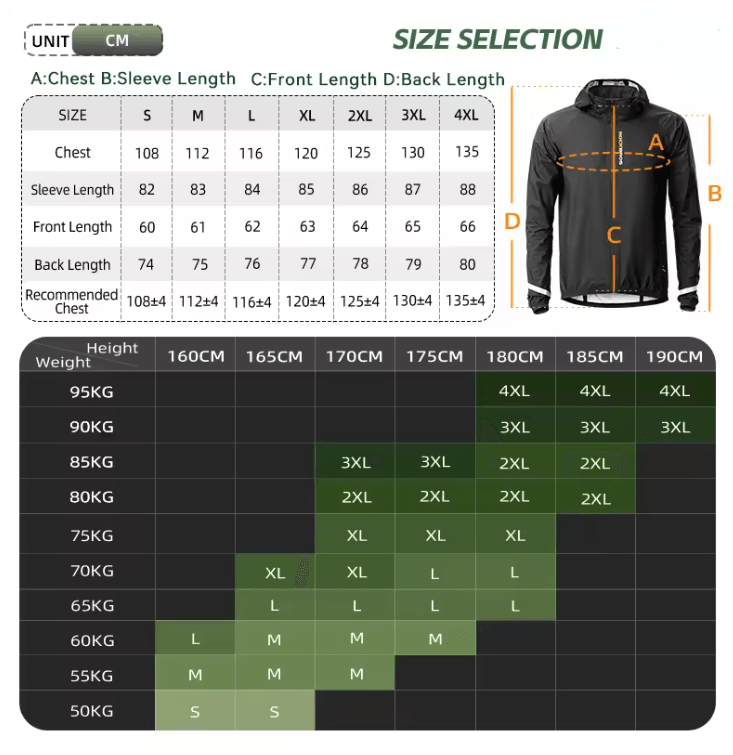 ROCKBROS Lightweight Waterproof Cycling Rain Jacket With Reflective Hood 3