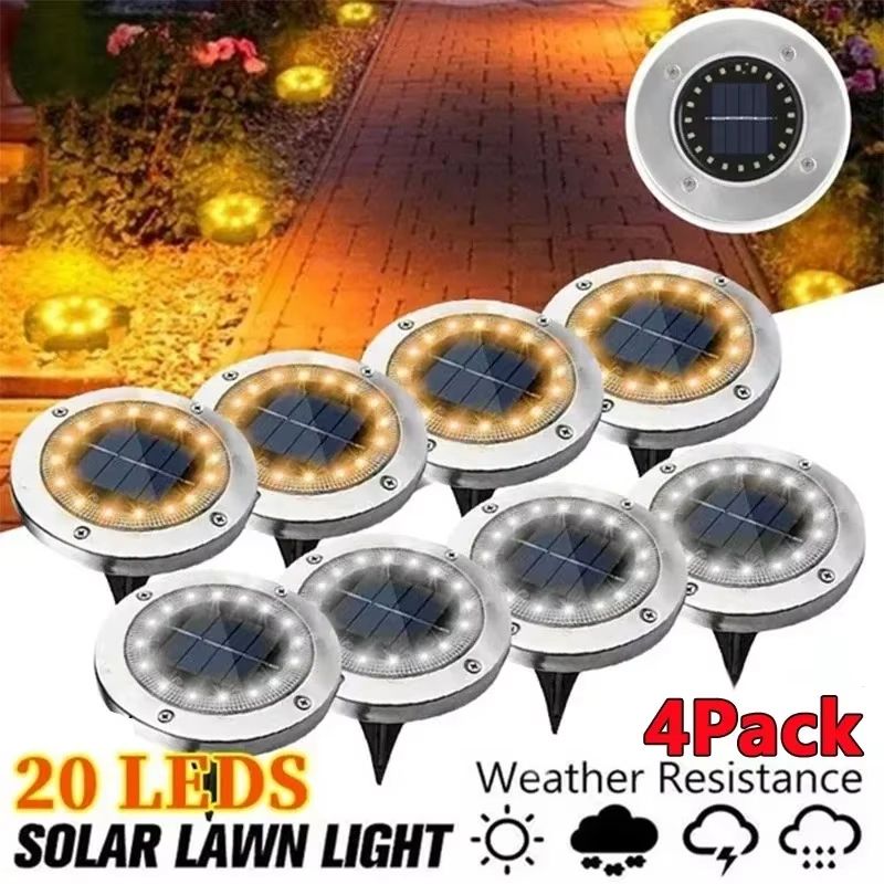 Solar Disk Garden Lights – Waterproof LED Outdoor Pathway & Landscape Lighting