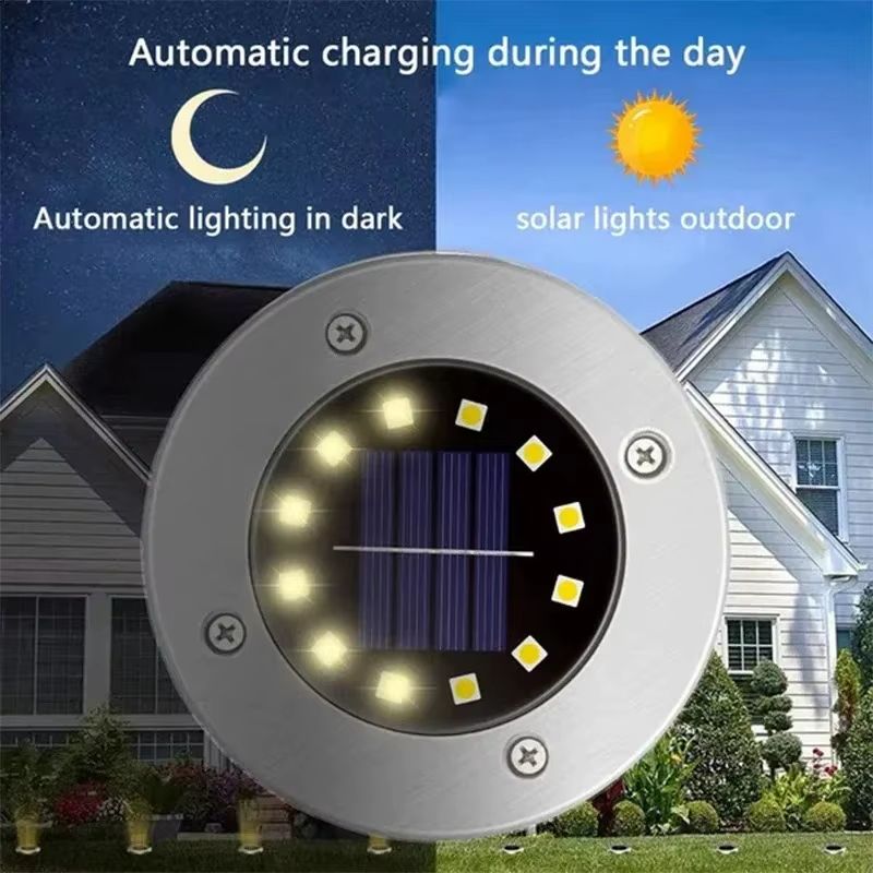 Solar Disk Garden Lights  Waterproof LED Outdoor Pathway  Landscape Lighting 1