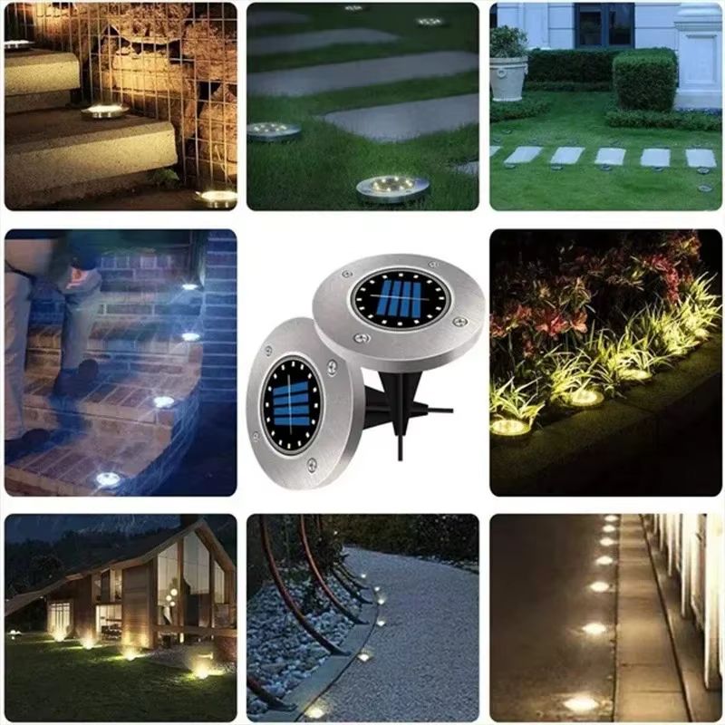 Solar Disk Garden Lights  Waterproof LED Outdoor Pathway  Landscape Lighting 2
