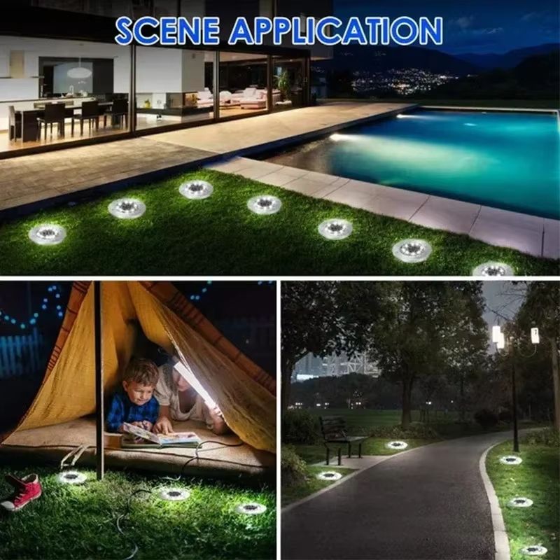 Solar Disk Garden Lights  Waterproof LED Outdoor Pathway  Landscape Lighting 3