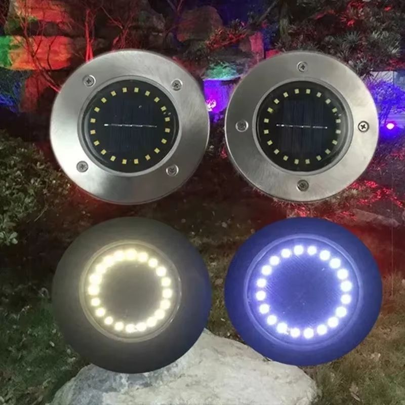 Solar Disk Garden Lights  Waterproof LED Outdoor Pathway  Landscape Lighting 4