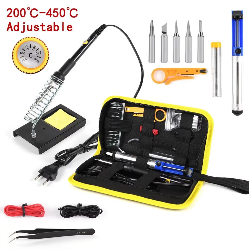 15in1 Soldering Iron Kit  Adjustable Temperature 60W EU Plug With Complete Repair Tools 7