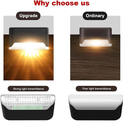 Solar LED Step Lights  Warm White Waterproof Outdoor Lighting For Stairs Patio  Fence 1