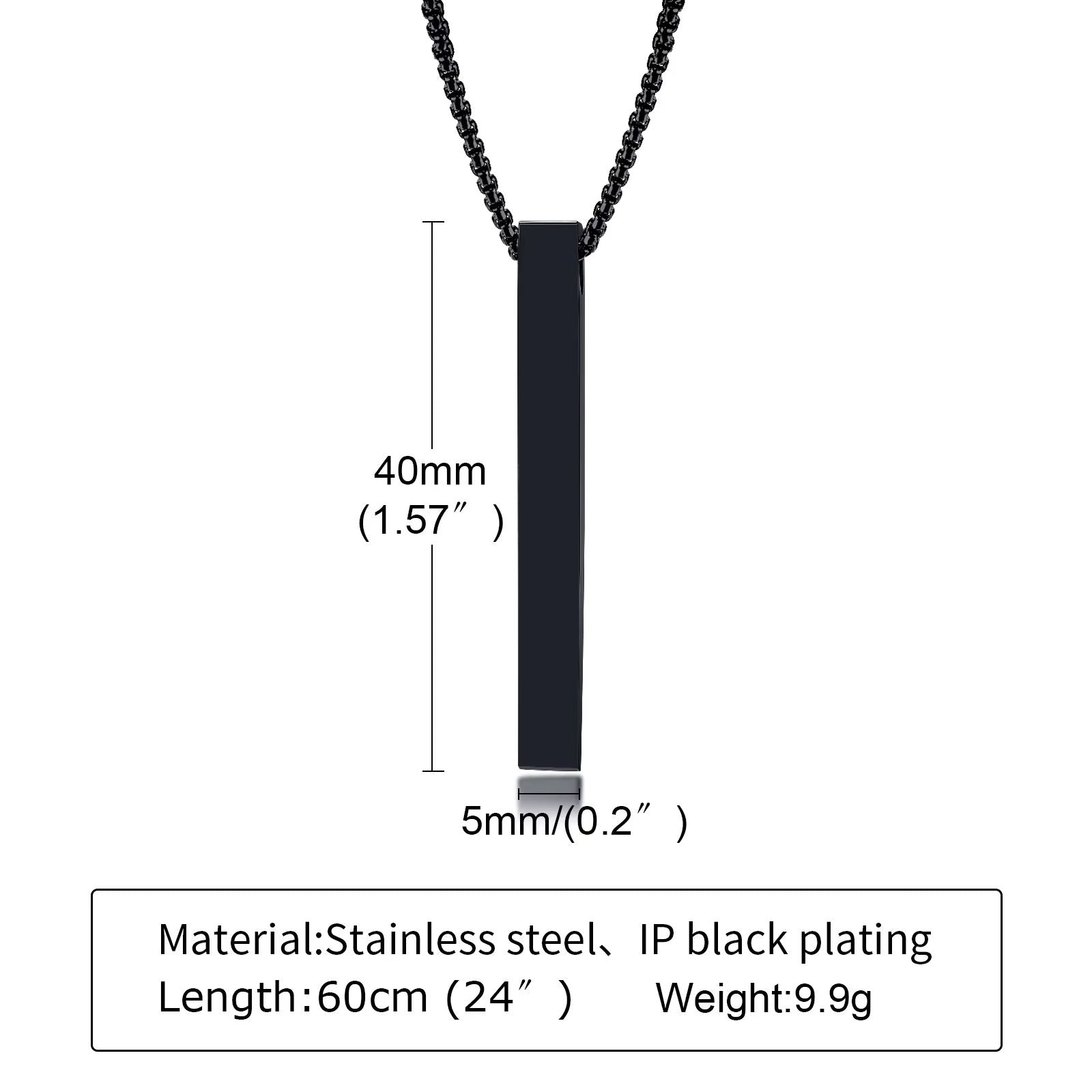 Stainless Steel Bar Pendant Necklace  Minimalist 3D Pillar Design For Men  Women 5