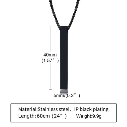 Stainless Steel Bar Pendant Necklace  Minimalist 3D Pillar Design For Men  Women 5