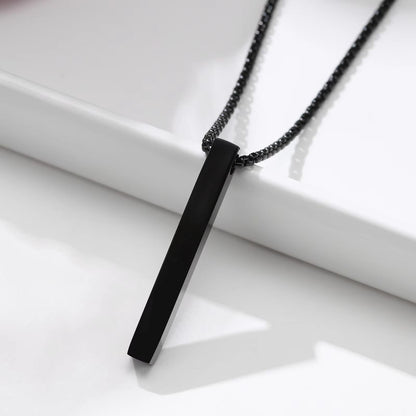 Stainless Steel Bar Pendant Necklace  Minimalist 3D Pillar Design For Men  Women 6