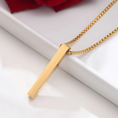 Stainless Steel Bar Pendant Necklace  Minimalist 3D Pillar Design For Men  Women 7