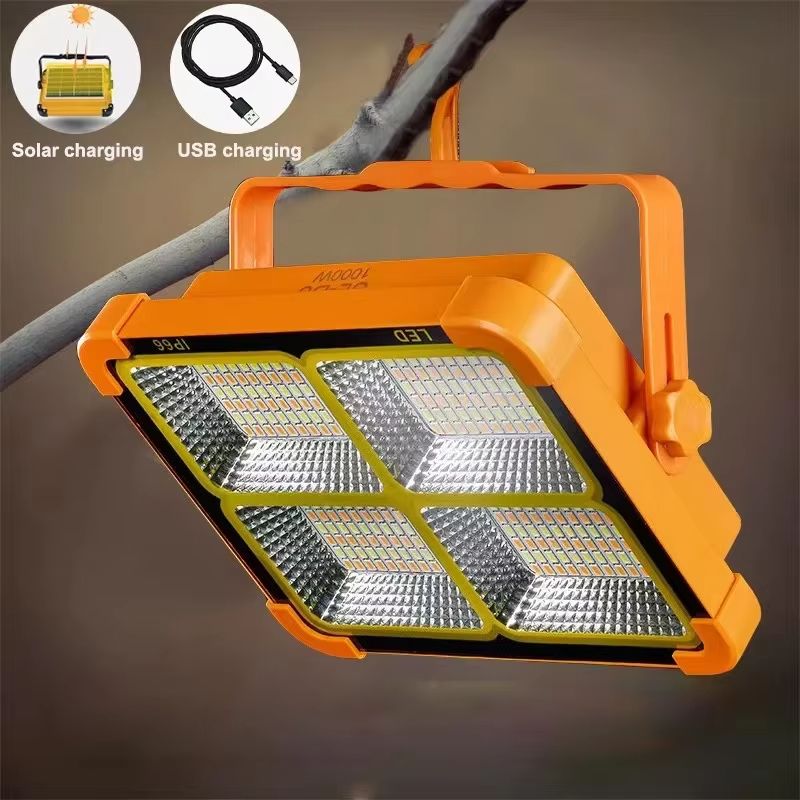 Rechargeable Solar Floodlight  Portable Outdoor LED Work Light For Camping Construction  Emergency  2