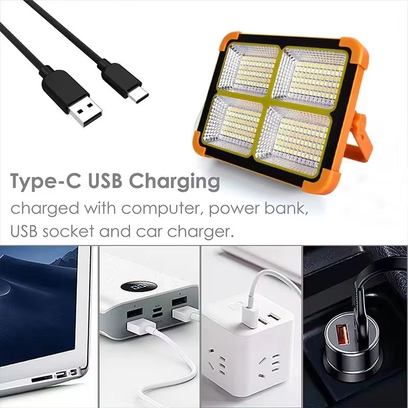 Rechargeable Solar Floodlight  Portable Outdoor LED Work Light For Camping Construction  Emergency  3