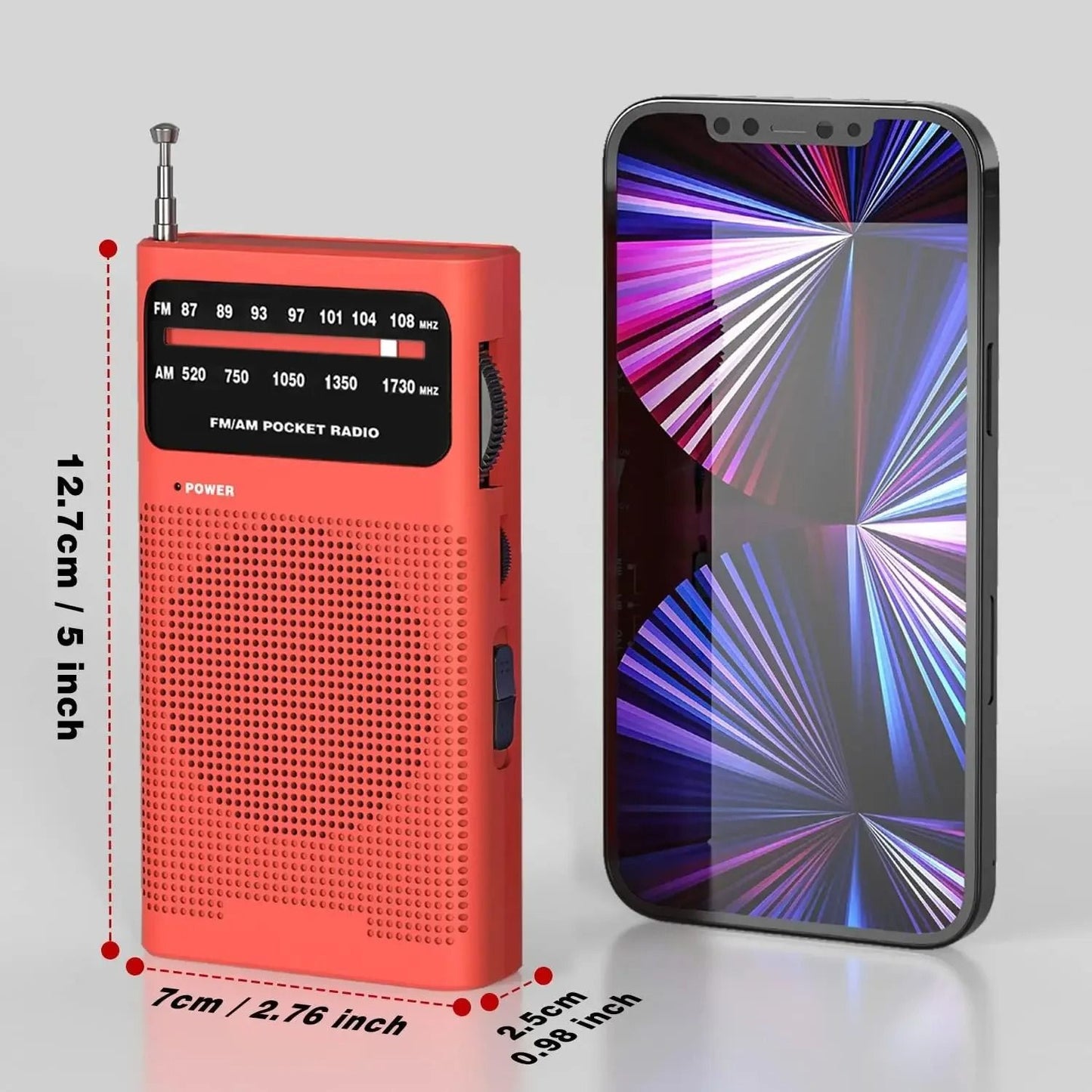Mini Portable AM FM Radio With AA Battery Power  Pocket Size Analog Tuner For Travel And Emergency  4