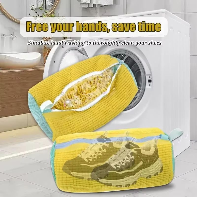 Premium Fluffy Laundry Shoe Bag With Zipper  Gentle Cleaning For Sneakers  Casual Shoes 1