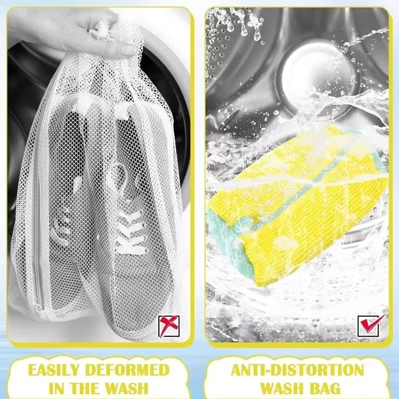 Premium Fluffy Laundry Shoe Bag With Zipper  Gentle Cleaning For Sneakers  Casual Shoes 2