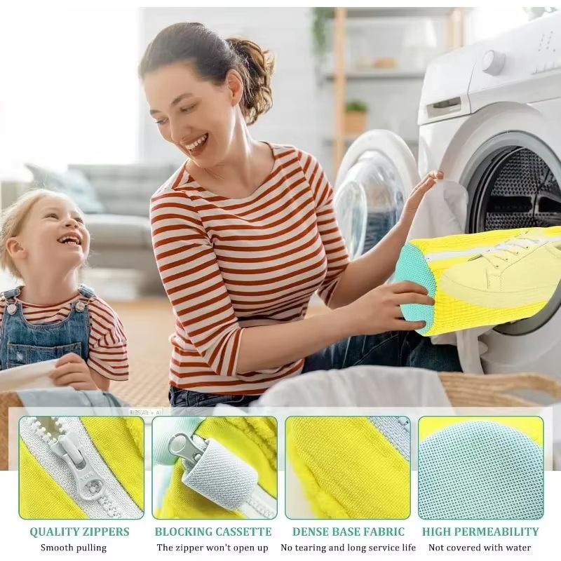 Premium Fluffy Laundry Shoe Bag With Zipper  Gentle Cleaning For Sneakers  Casual Shoes 3