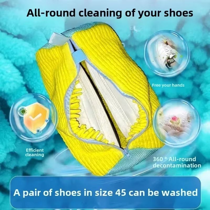 Premium Fluffy Laundry Shoe Bag With Zipper  Gentle Cleaning For Sneakers  Casual Shoes 4