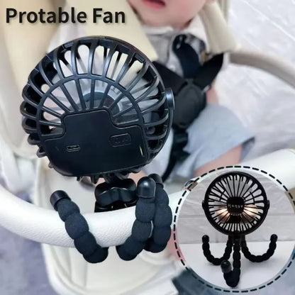 Compact Rechargeable Stroller Fan – Quiet USB Portable Fan for Baby & You