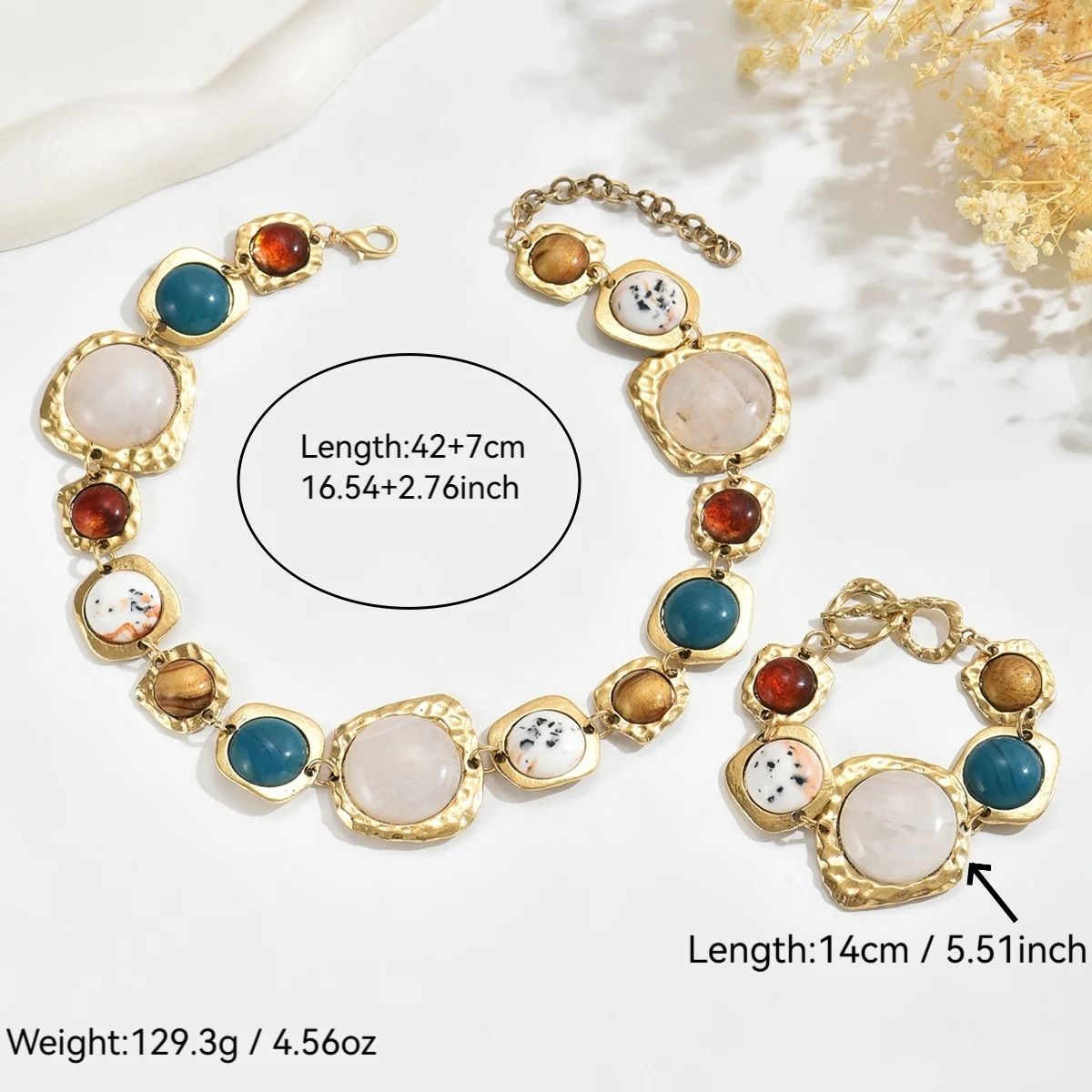 Colorful Geometric Jewelry Set With Chunky Necklace And Bracelet 5