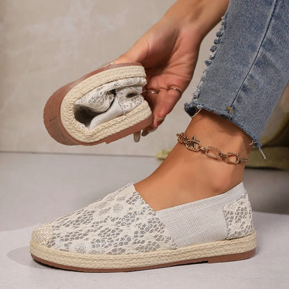 Lightweight Slip-On Casual Loafers for Women Lace Design Comfortable Everyday Sneakers