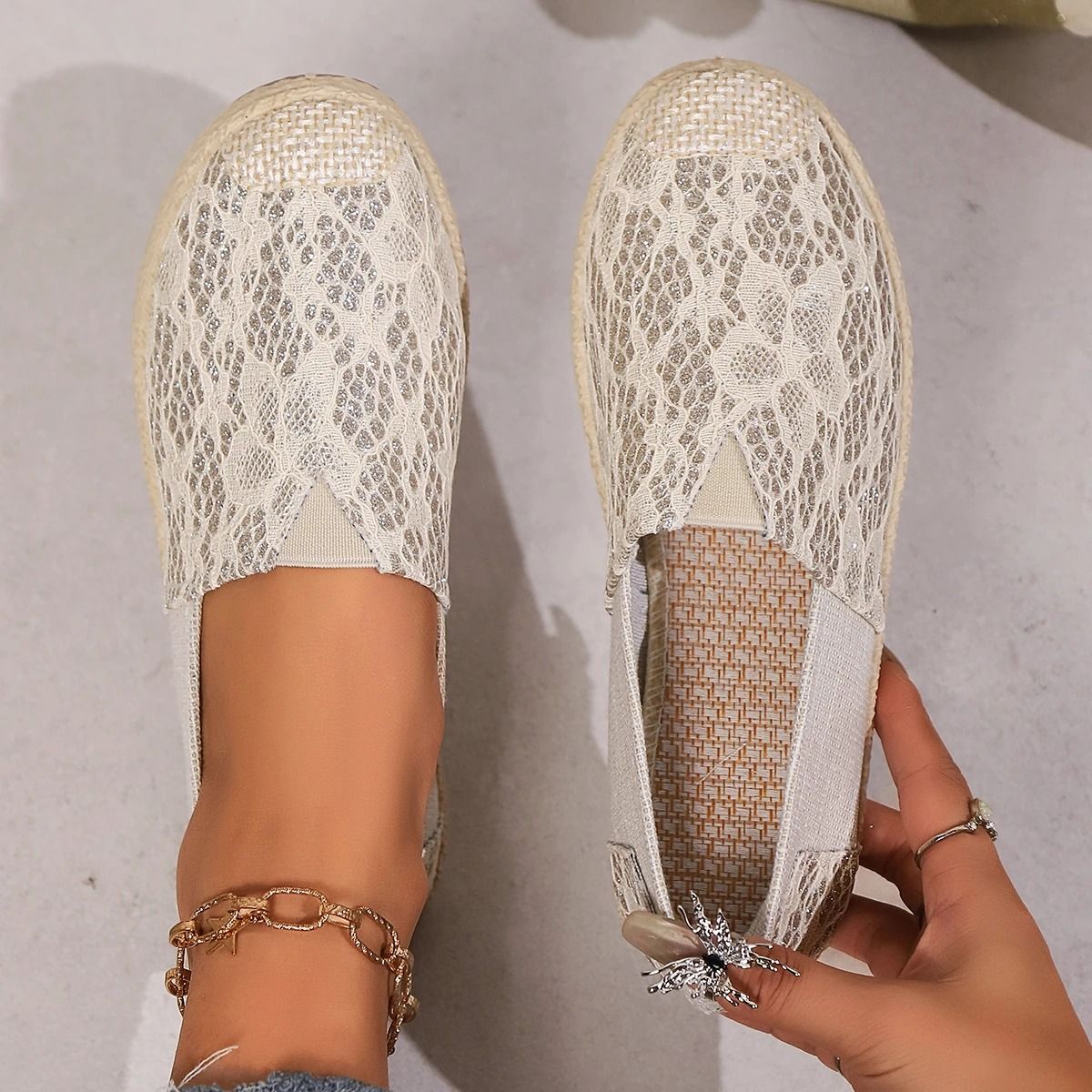 Lightweight SlipOn Casual Loafers For Women Lace Design Comfortable Everyday Sneakers 3