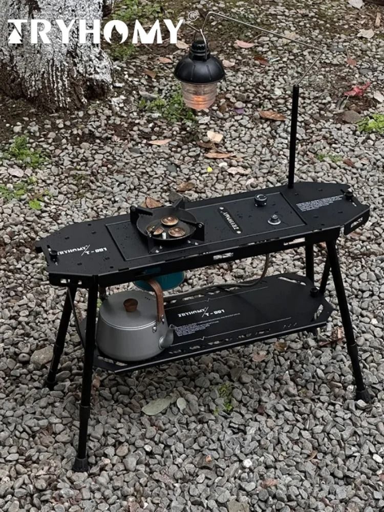 Tryhomy Tactical Folding Camping Table Lightweight Aluminum Outdoor Gear with Expandable Modular Design